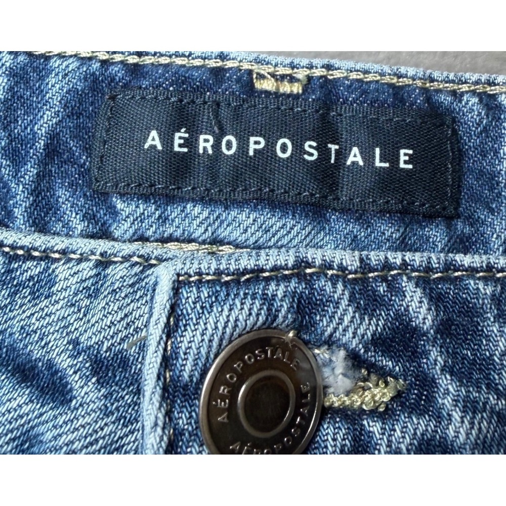 Aeropostale Womens Size 6 Utility Cargo Jeans Blue Denim Wide Leg Y2K Baggy - Picture 4 of 16